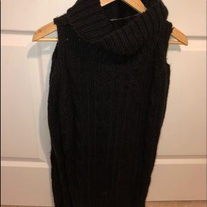 Cute black cold shoulder knit sweater